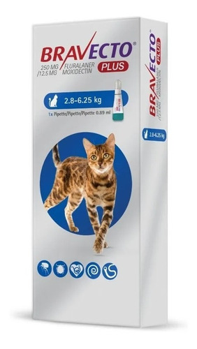 Bravecto Plus Gatos Transdermal De 2,8 A 6,25 Kg - 250 Mg