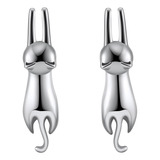 Pendientes Colgantes De Plata De Ley Con Forma De Gato, Lyne