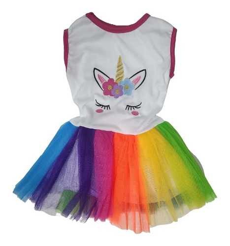 Vestido Disfraz Unicornio Dreams Fluo Tutu Manga Corta