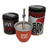 Set De Mate Deluxe River Plate Yerbera Azuc Mate Bombilla