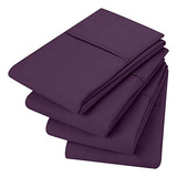 Fundas De Almohada Set De 4 Pzs Tamaño Queen Color Morado