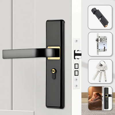 Vanance® Cerradura Chapas Para Puertas Alta Seguridad Con 3 Llaves Cerraduras Manija De Perilla Para Puerta Recamara Baño Y Barra Principal Acero Color Negro
