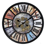 Industrial Steampunk Wall Clock Battery-operated, Modern Rus