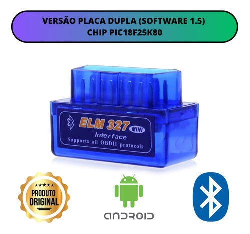 Scanner Obd2 Elm327 Placa Dupla Versão 1.5 Pic 8f25k80