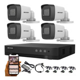 Kit Seguridad Hikvision Hd Dvr 4 Ch + 4 Camaras Full Hd 2mp