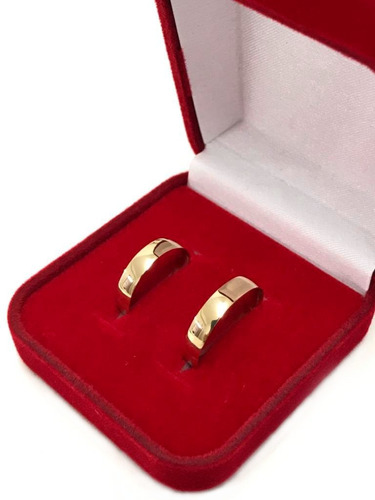 Par Alianças De Casamento Ouro 18k 4mm 2,5 Gramas Polida