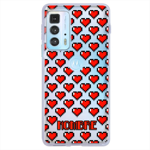 Funda Motorola Antigolpes Corazón Pixel Personalizada Nombre