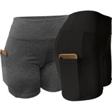 Kit 02 Shorts Curto Academia Com Bolso/celular Suplex