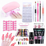 Juego De 50 Extensiones De Uñas De Poligel Con Lámpara Uv/le