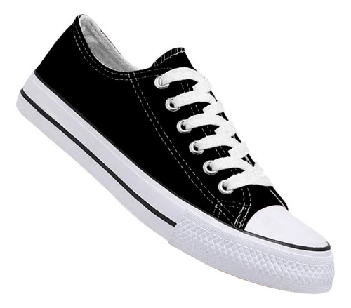 Zapatilla Urbana De Lona Unisex Casual - Negro Y Blanco - 70