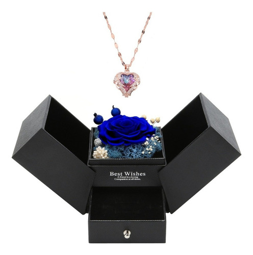 Regalo Collar Flor Eterna Con Corazón San Valentin