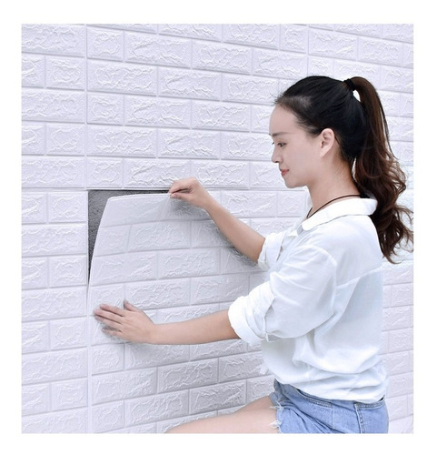 Placa Pared Blanco 3d Ladrillos 70x77cm Anti Humedad 