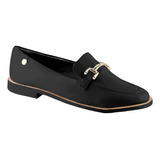 Mocassim Feminina Via Uno 826006 Sapato Verniz Salto Baixo 