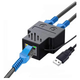 Adaptador Splitter Rj45 Divisor 1 A 2 Vías Con Conexión Usb