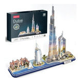 Puzzle Ciudad De Dubai Con Led  Rompecabeza Armable 3d