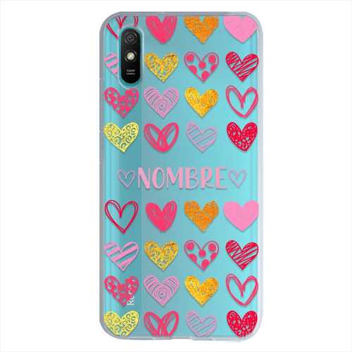 Funda Xiaomi Uso Rudo Corazones Personalizada Con Tu Nombre