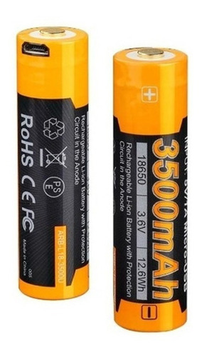 Bateria Recarregável Fenix 18650 3500u Mah - Usb Original 