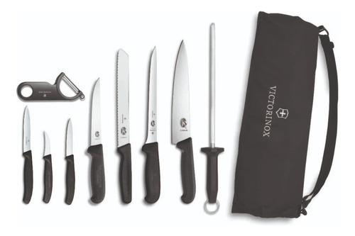 Set 10 Pza Cuchillos Y Accesorios Chef Con Funda Victorinox