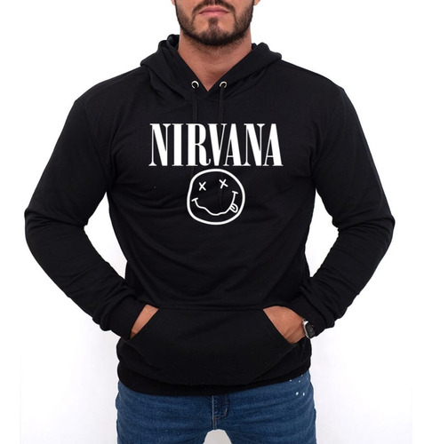 Blusa De Frio Moletom Nirvana Rock Banda Com Capuz