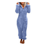 Pijama Polar Con Capucha Mono Térmico Mujer