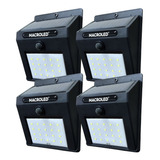 Pack X 4 Luz De Pared Led Solar Fotocélula 1.5w Macroled 