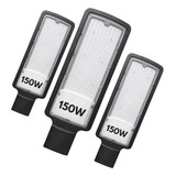 Kit 3 Luminária Led Poste 150w Iluminação Pública 6500k