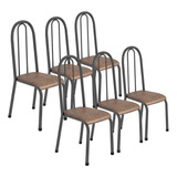 Conjunto Kit 6 Unidades Cadeiras Metal Aço Cozinha Jantar 
