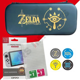 Case Capa Estojo Switch Zelda Oled + Pelicula Vidro + 4 Grip