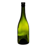 Botella De Vino Borgoña 750 Vidrio Verde Oliva Con Tapon X48