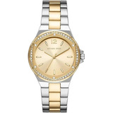 Reloj Michael Kors Lennox Mk6988 E-watch Color De La Correa Plata-dorado Color Del Fondo Dorado