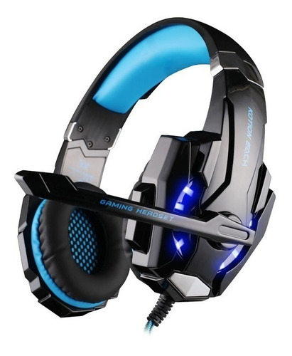 Auriculares Gamer Kotion Each G9000 Negro Y Azul Con Luz Led