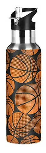 Botella Térmica Baloncesto Niños 20 Oz Con Tapadera De Pajit