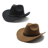 Sombrero Vaquero Moda Texana Negra Unisex Hombre Mujer Gorro