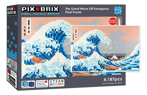 Pix Brix Pixel Art Puzzle Bricks - The Great Wave Off Kanaga