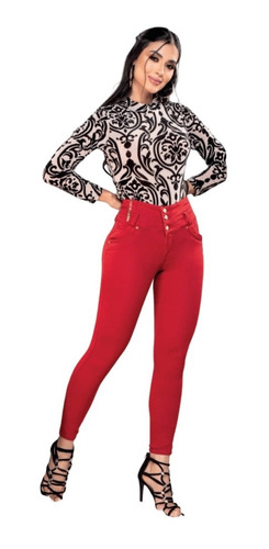 Jeans Colombianos Rojo Tipo Pitillo Ref. 2382 