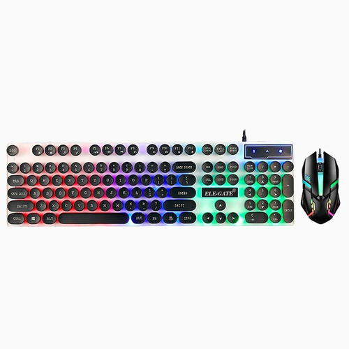 Kit De Teclado Y Mouse Alambrico Usb Luz Led Rgb Para Pc Lap