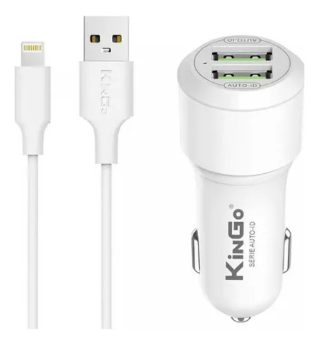 Kit Carregador Veicular Kingo Duo Usb + Cabo Ligthining C204