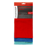 Kit 3 Panos Microfibra 30x30 Vermelho Azul Verde Água