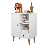 Mesa Aparador Buffet 1 Porta 1 Gaveta Retrô Tip Top - Branco