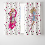 Cortina Decorativa Barbie 2,60x1,50 Cor Rosa