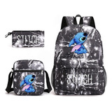 Mochila Escolar Infantil Stitch Conjunto De Três Peças A