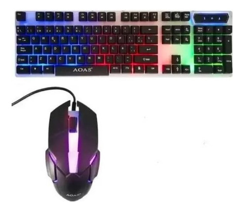 Kit Gamer Teclado E Mouse Rgb Luzes Coloridas Com Cabo Usb 