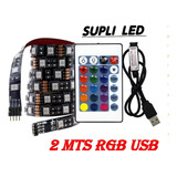 Cinta Led 5050 Rgb 5v Usb 2m Metros Secuencial Control  Tv