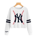  Buso Buzo Swetshirt Croptop Yankees Nueva York Beisbol Usa