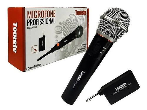 Microfone Tomate Mt-1002 Sem Fio Com Cabo Transmissor