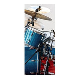 Adesivo Decoração De Porta Instrumentos Musicais Bateria