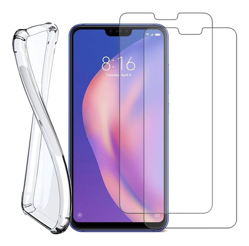 Capa + 2 Películas De Vidro Tela Para Xiaomi Mi8 Lite