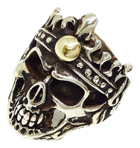 Anillo Calavera  Plata Y Oro Ideal Hombre Ao 309