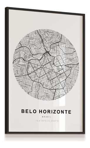 Quadro Laminado Mapa Belo Horizonte Minas Gerais 53x73