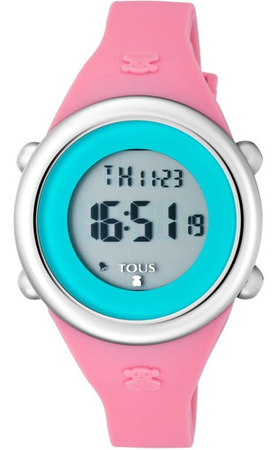 Reloj Soft Digital Acero Con Correa Silicona Fucsia Tous 